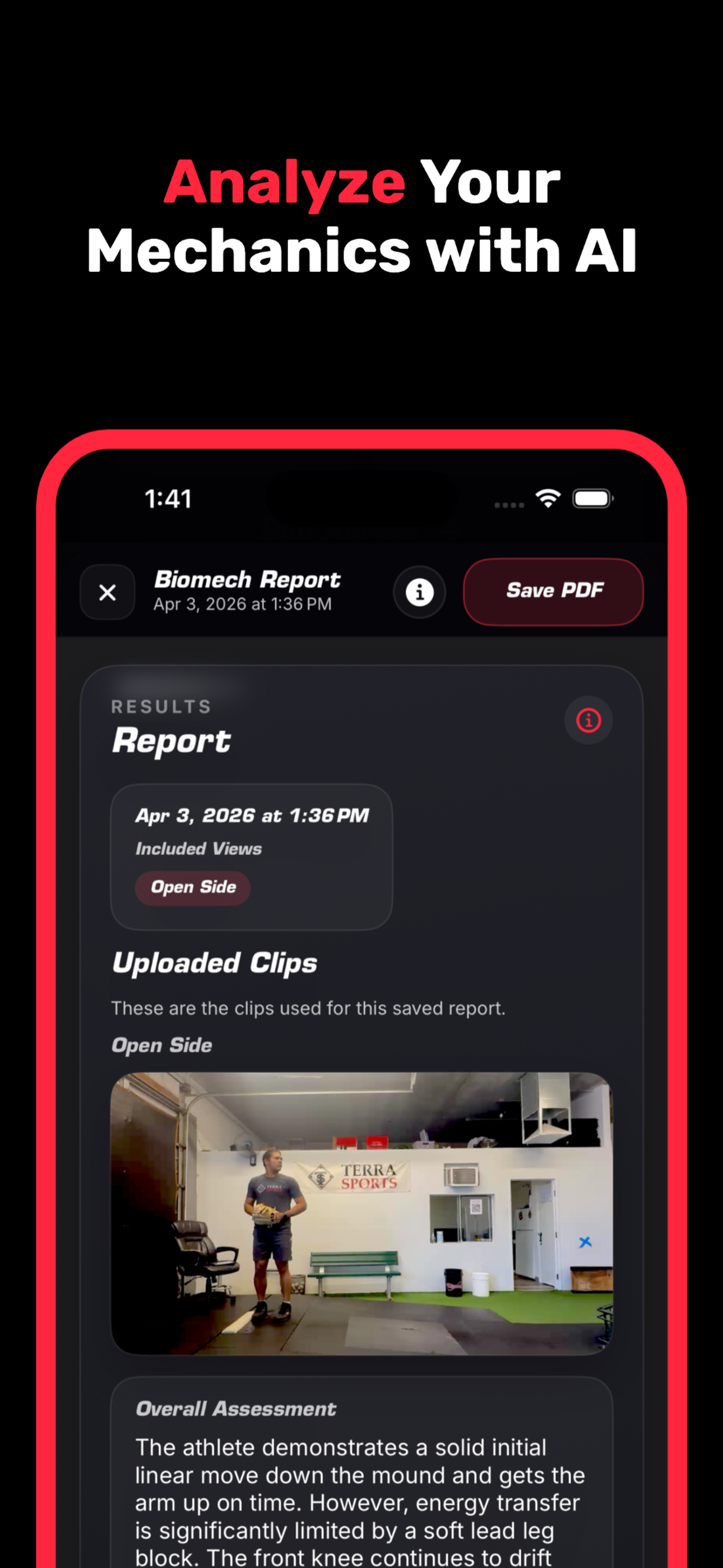 Pitch AI: Arm Care App Store screenshot showing AI mechanics analysis.
