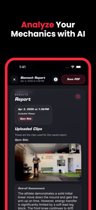 AI投球フォーム解析を表示するPitch AIの画面。