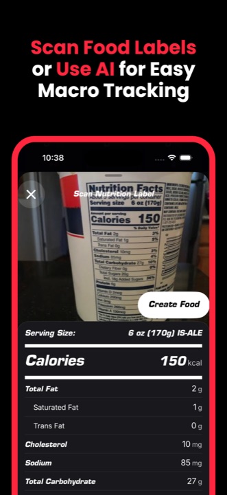 食品ラベルスキャンを表示するPitch AIの画面。