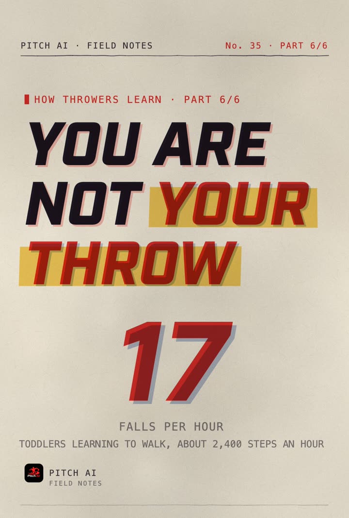 Field Notes cover reading You are not your throw, with the number 17 for falls per hour by toddlers learning to walk